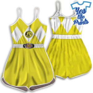 3D-Yellow-Mighty-Morphin-Power-Ranger-Custom-Romper-For-Women