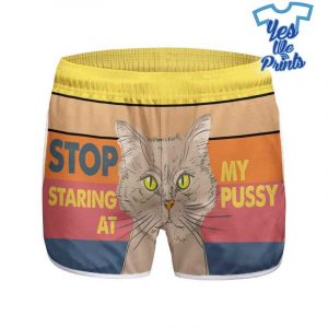 Stop-Staring-At-My-Pussy-3D-Custom-Women-Beach-Shorts-Swim-Trunk-1