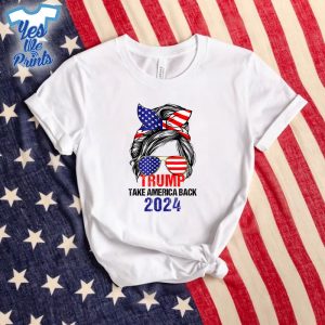 Messy-Bun-Support-Trump-2024-Flag-Take-America-Back-Shirt