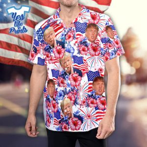America-Flag-Tropical-Flower-With-Trump-Funny-Face-Hawaiian-Shirt