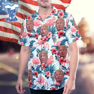 Funny-Trump-Face-Trump-Flamingos-Tropical-Flower-Hawaiian-Shirt-1