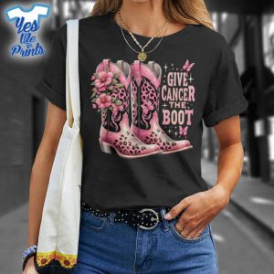 Give-Cancer-The-Boot-Westers-Cowgirl-Boots-Breast-Cancer-Awareness-Shirt