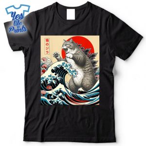 Catzilla-Cat-Japanese-Art-Cat-Kid-Shirt