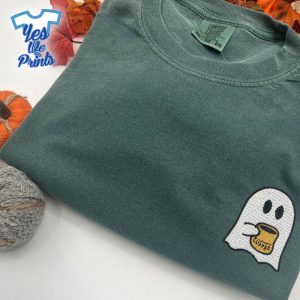 Coffee-Ghost-Fall-Spooky-Season-Halloween-Embroidered-Shirt-1