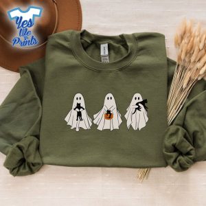Cute-Three-Ghosts-With-Black-Cat-Spooky-Season-Halloween-Embroidered-Shirt