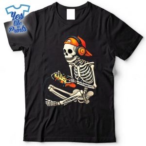 Halloween-Skeleton-Gamer-Video-Gaming-Boys-Tees-Shirt