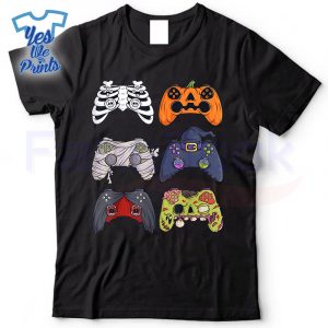 Halloween-Skeleton-Zombie-Gaming-Controllers-Mummy-Boys-Shirt
