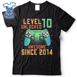 Level-10-Unlocked-10th-Birthday-10-Year-Old-Gamer-Bday-Shirt