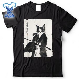 Samurai-Cat-Tee-Vintage-Ukiyoe-Warrior-Art-Graphic-Cat-Art-Shirt