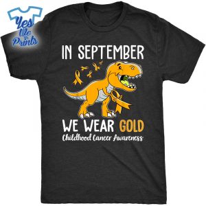 We-Wear-Gold-Childhood-Cancer-Awareness-Ribbon-Dinosaur-Shirt