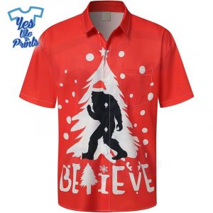 Bigfoot-Believe-Hawaiian-Christmas-Shirt-Beach-Tropical-Button-Up-Shirts
