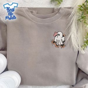 Butterfly-and-Flower-Ghost-Spooky-Season-Halloween-Embroidered-Shirt