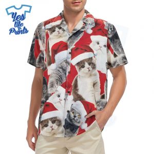 Cat-Wearing-Santa-Hat-Pattern-Hawaiian-Christmas-Shirt-Beach-Tropical-Button-Up-Shirts-1