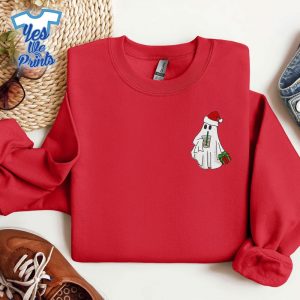 Christmas-Ghost-With-Iced-Coffee-Embroidered-Shirt