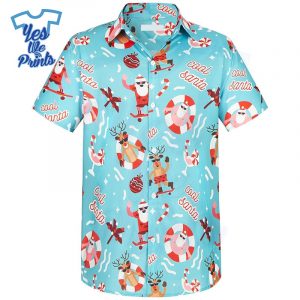Cool-Santa-Unique-Pattern-Hawaiian-Christmas-Shirt-Beach-Tropical-Button-Up-Shirts