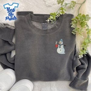 Cute-Snowman-Drinking-Coffee-Christmas-Embroidered-Shirt-1