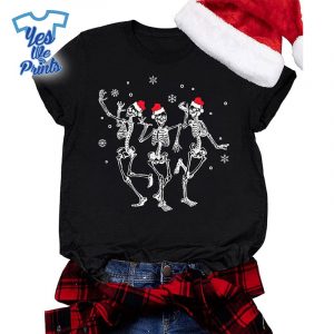Dancing-Skeleton-Santa-Claus-Hat-Funny-Christmas-Shirt-Xmas-Gift-1