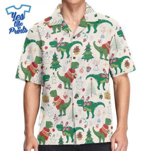 Dinosaur-Xmas-Pattern-Hawaiian-Christmas-Shirt-Beach-Tropical-Button-Up-Shirts