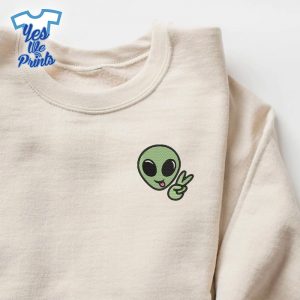 Extraterrestrial-Peace-Sign-Alien-Lovers-Gift-Embroidered-Shirt-1
