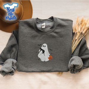 Funny-Ghost-Black-Cat-Spooky-Season-Thanksgiving-Halloween-Embroidered-Shirt-1
