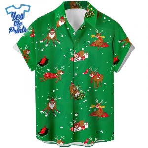 Funny-Reindeer-Green-Hawaiian-Christmas-Shirt-Beach-Tropical-Button-Up-Shirts