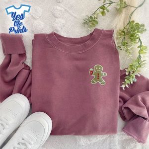 Gingerbread-Cookie-Drinking-Coffee-Christmas-Embroidered-Shirt