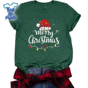 Merry-Christmas-Santa-Hat-Christmas-Lights-Funny-Christmas-Shirt-Xmas-Gift