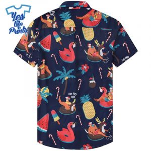 Navy-Santa-Unique-Pattern-Hawaiian-Christmas-Shirt-Beach-Tropical-Button-Up-Shirts-1