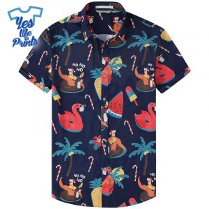 Navy-Santa-Unique-Pattern-Hawaiian-Christmas-Shirt-Beach-Tropical-Button-Up-Shirts