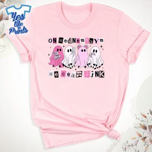 On-Wednesday-We-Wear-Cute-Pink-Ghost-Halloween-Shirt