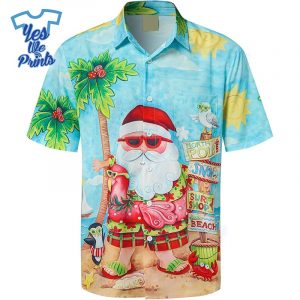 Painting-Funny-Santa-Hawaiian-Christmas-Shirt-Beach-Tropical-Button-Up-Shirts