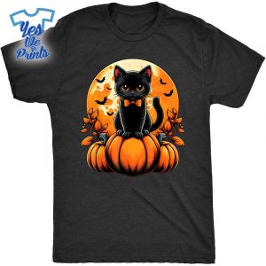 Retro-Black-Cat-Pumpkin-Halloween-Costume-Fall-Autumn-Season-Shirt
