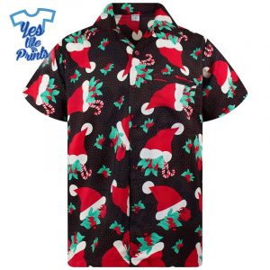 Santa-Hats-Pattern-Hawaiian-Christmas-Shirt-Beach-Tropical-Button-Up-Shirts
