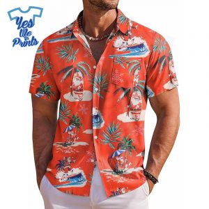 Santa-On-The-Beach-Pattern-Hawaiian-Christmas-Shirt-Beach-Tropical-Button-Up-Shirts