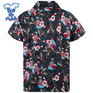 Santa-Pattern-Hawaiian-Christmas-Shirt-Beach-Tropical-Button-Up-Shirts-1