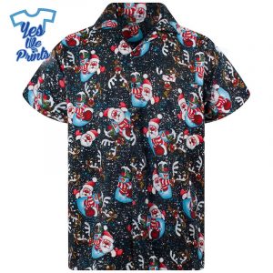 Santa-Pattern-Hawaiian-Christmas-Shirt-Beach-Tropical-Button-Up-Shirts