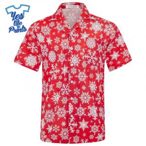 Snowflakes-Patterns-Red-Hawaiian-Christmas-Shirt-Beach-Tropical-Button-Up-Shirts