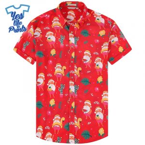 Xmas-Red-Santa-Unique-Pattern-Hawaiian-Christmas-Shirt-Beach-Tropical-Button-Up-Shirts