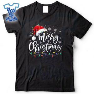 Merry-Christmas-Lights-Red-Santa-Hat-Xmas-Family-Shirt