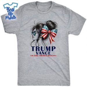 Trump-Vance-Take-America-Back-2024-Messy-Bun-Girl-USA-Flag-Shirt