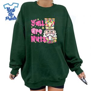 Yall-Are-Nuts-Merry-Christmas-Pink-Nutcracker-Lover-Shirt