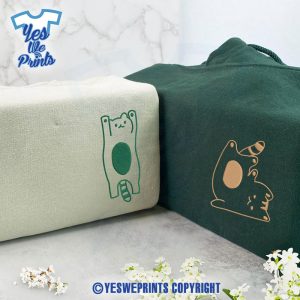 Custom-Initial-On-Sleeve-Silly-Cats-Valentine’s-Day-Couple-Matching-Personalized-Embroidered-Shirt-1