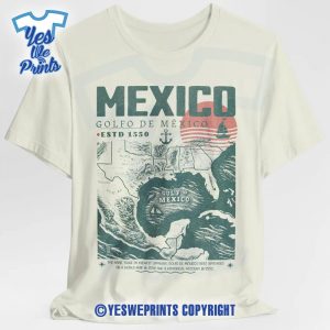 Gulf-of-Mexico-Shirt,-Golfo-de-México-1550-Retro-Vintage-Art-Graphic-Tee