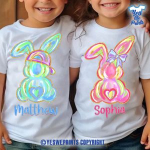 Personalized-Kid-Name-Easter-Bunny-Boy-Girl-Easter-Toddler-Kids-Easter-Brushstroke-Coquette-Bow-Bunny
