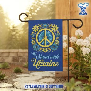 Stand-With-Ukraine-Yard-Flag,-Support-Ukraine-Garden-Banner,-Outdoor-Decor,-Political-Signs,-Peace-Vibe,-Sunflower,-Anti-Putin,-Anti-Trump-1