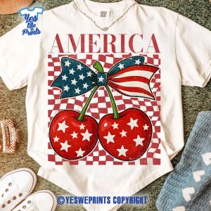 Cherry-America-Coquette-4th-of-July-Patriotic-Retro-America-Checkered-Girly-USA-Memorial-Day-Independence-Day