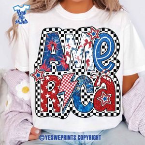 Preppy-America-Checkered-Retro-4th-of-july-Memorial-Day-USA-American-mama-Patriotic